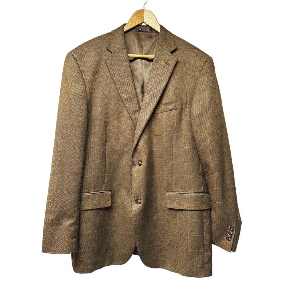 Vintage Hart Schaffner Marx 44R Brown Plaid Sport Coat Blazer USA Dark Academia